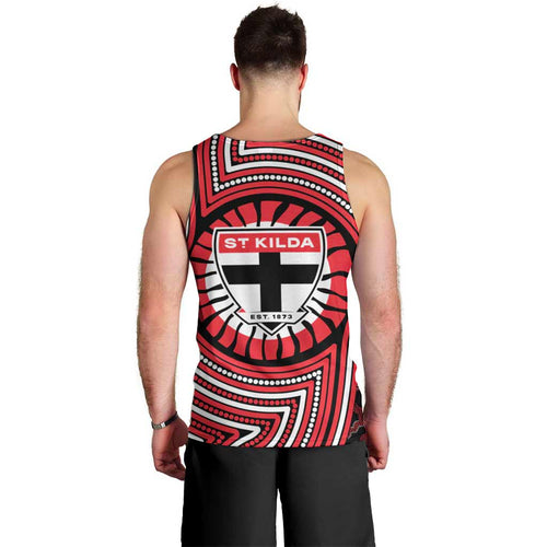 St Kilda Football Club Men Tank Top Indigenous Monochrome Dot Art Mascot Style