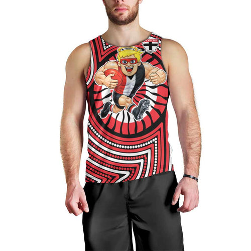 St Kilda Football Club Men Tank Top Indigenous Monochrome Dot Art Mascot Style