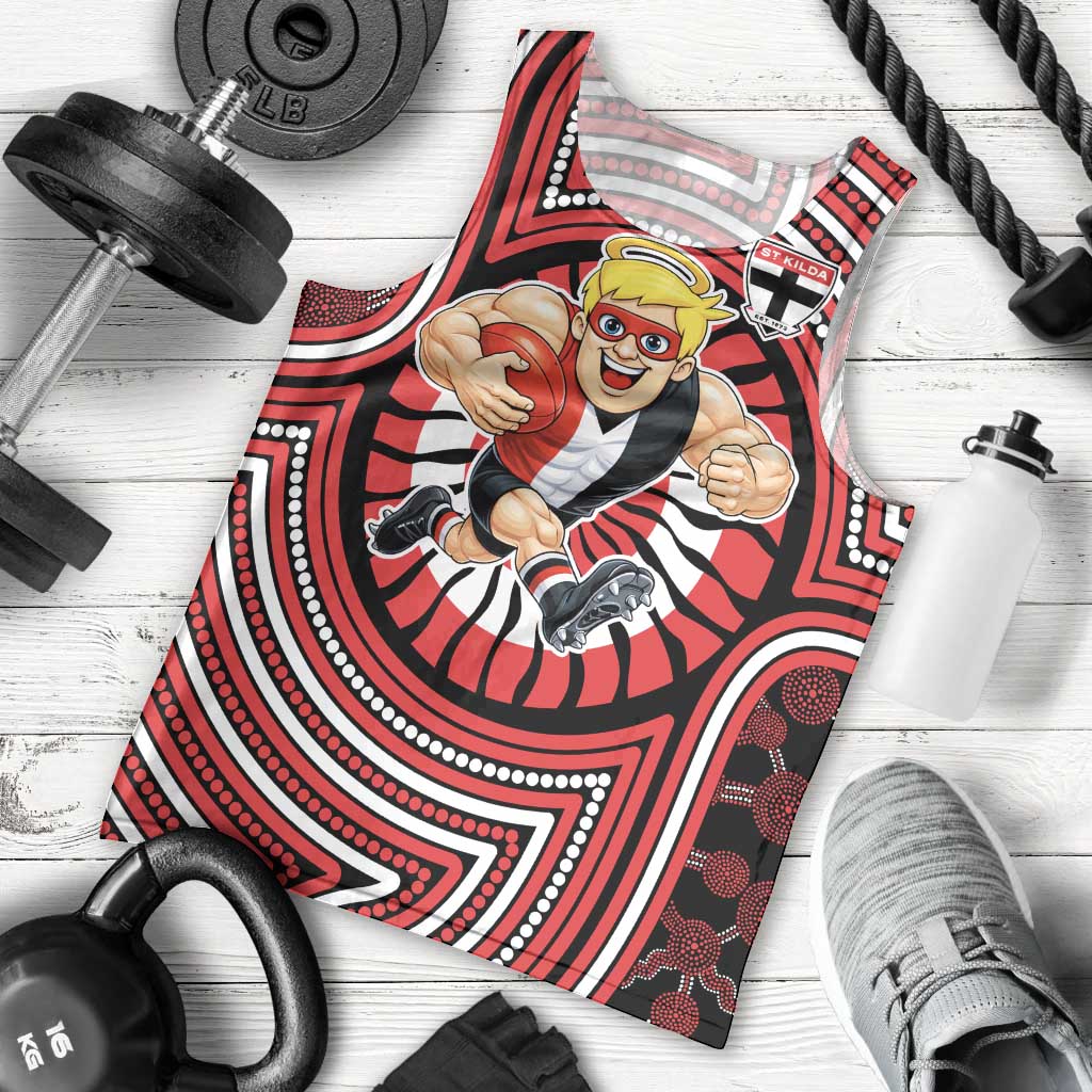 St Kilda Football Club Men Tank Top Indigenous Monochrome Dot Art Mascot Style
