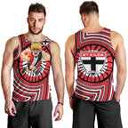 St Kilda Football Club Men Tank Top Indigenous Monochrome Dot Art Mascot Style