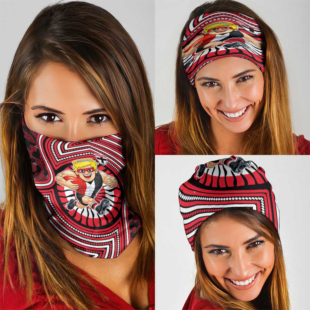 St Kilda Football Club Neck Gaiter Indigenous Monochrome Dot Art Mascot Style