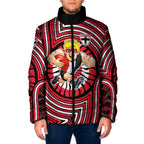 St Kilda Football Club Padded Jacket Indigenous Monochrome Dot Art Mascot Style