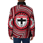 St Kilda Football Club Padded Jacket Indigenous Monochrome Dot Art Mascot Style