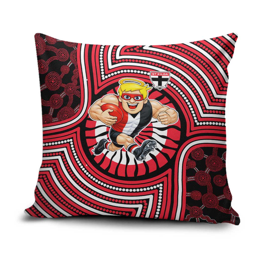 St Kilda Football Club Pillow Cover Indigenous Monochrome Dot Art Mascot Style