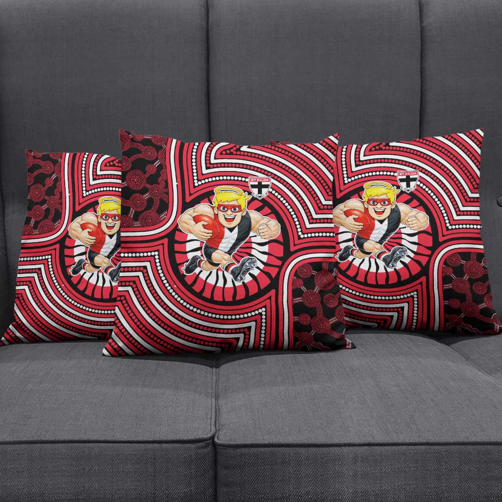 St Kilda Football Club Pillow Cover Indigenous Monochrome Dot Art Mascot Style