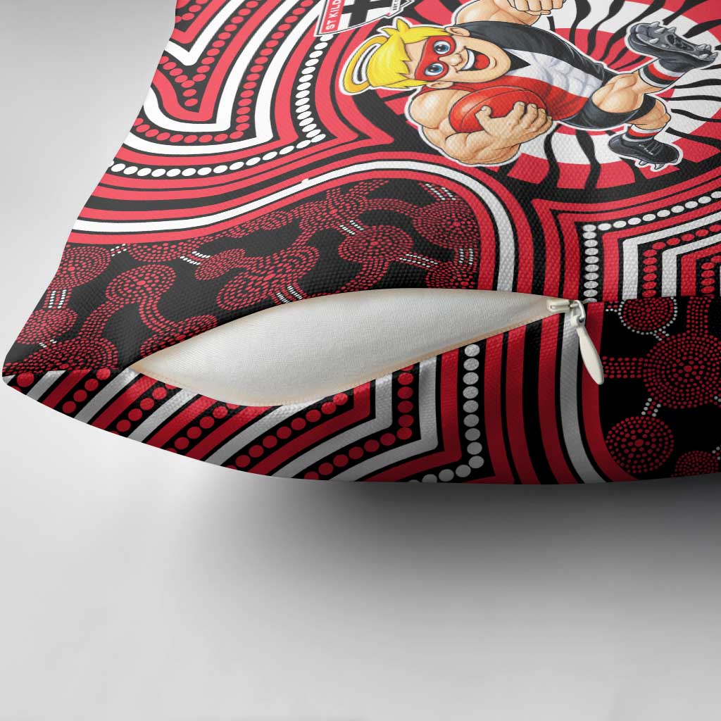 St Kilda Football Club Pillow Cover Indigenous Monochrome Dot Art Mascot Style