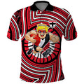 St Kilda Football Club Polo Shirt Indigenous Monochrome Dot Art Mascot Style