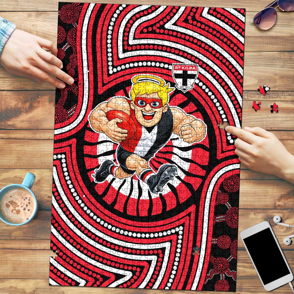 St Kilda Football Club Puzzle Indigenous Monochrome Dot Art Mascot Style