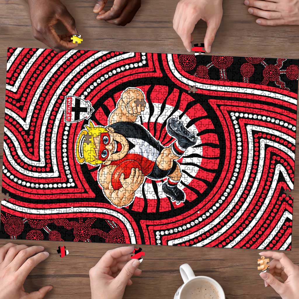 St Kilda Football Club Puzzle Indigenous Monochrome Dot Art Mascot Style