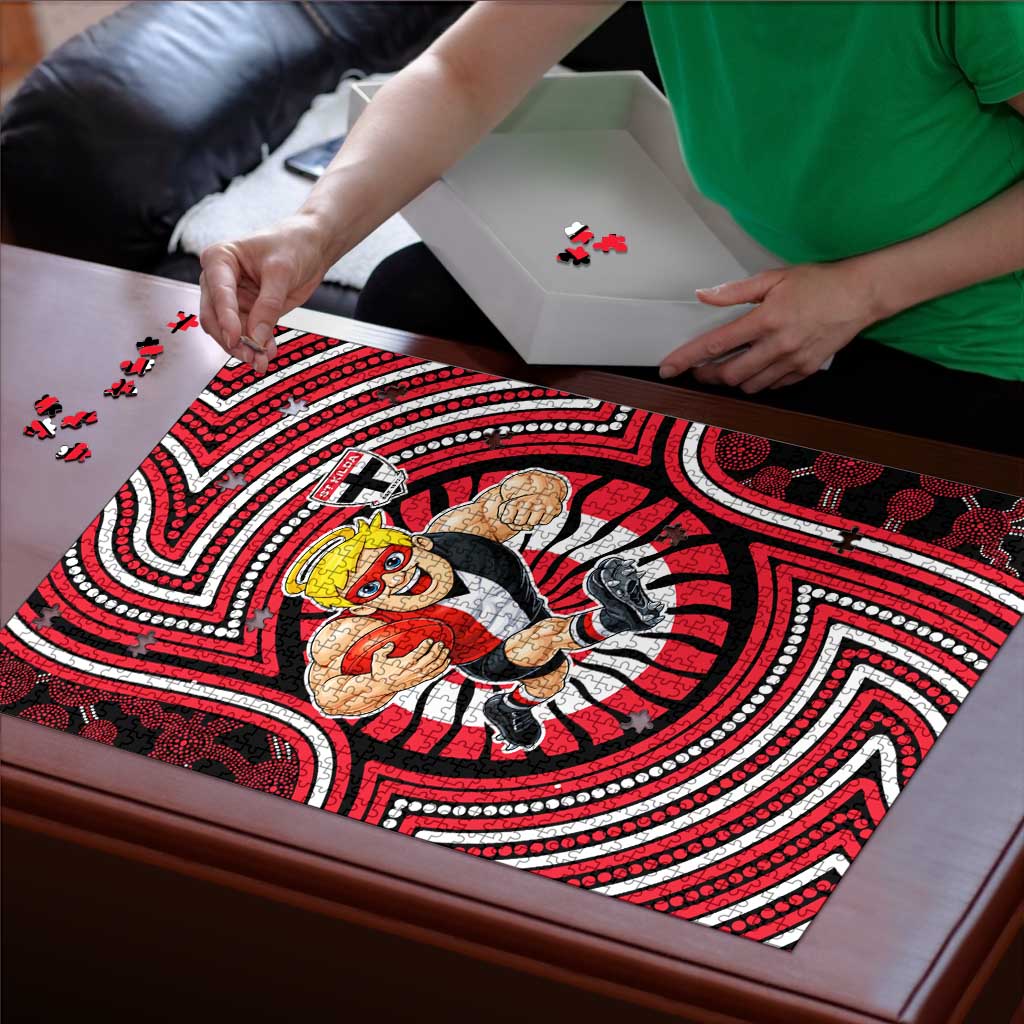 St Kilda Football Club Puzzle Indigenous Monochrome Dot Art Mascot Style