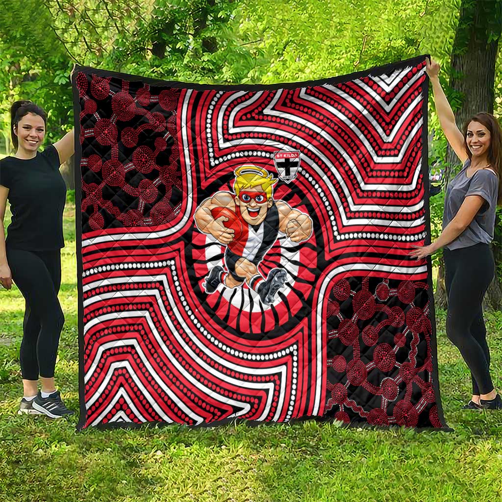 St Kilda Football Club Quilt Indigenous Monochrome Dot Art Mascot Style