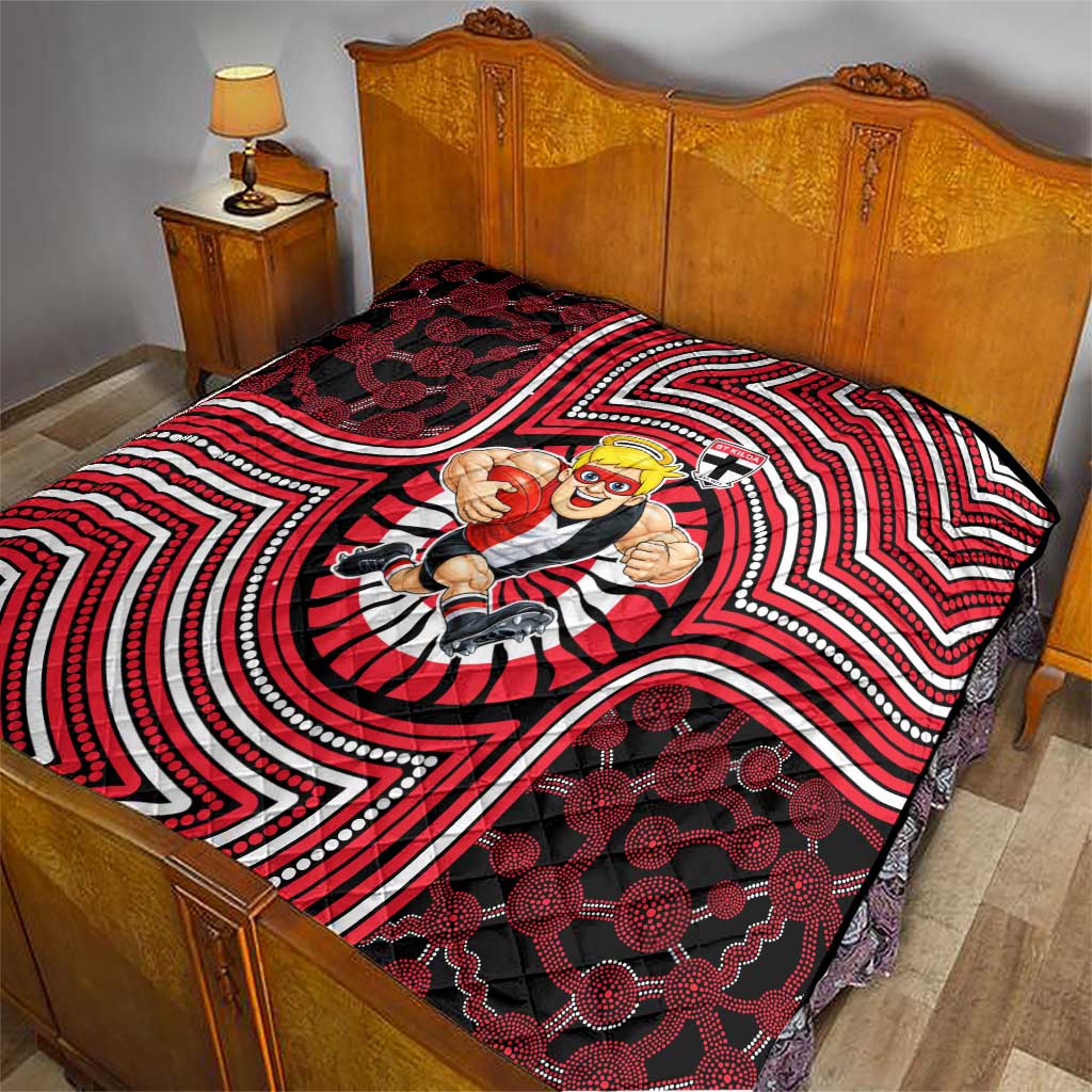 St Kilda Football Club Quilt Indigenous Monochrome Dot Art Mascot Style