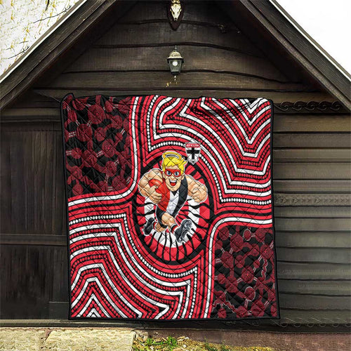 St Kilda Football Club Quilt Indigenous Monochrome Dot Art Mascot Style