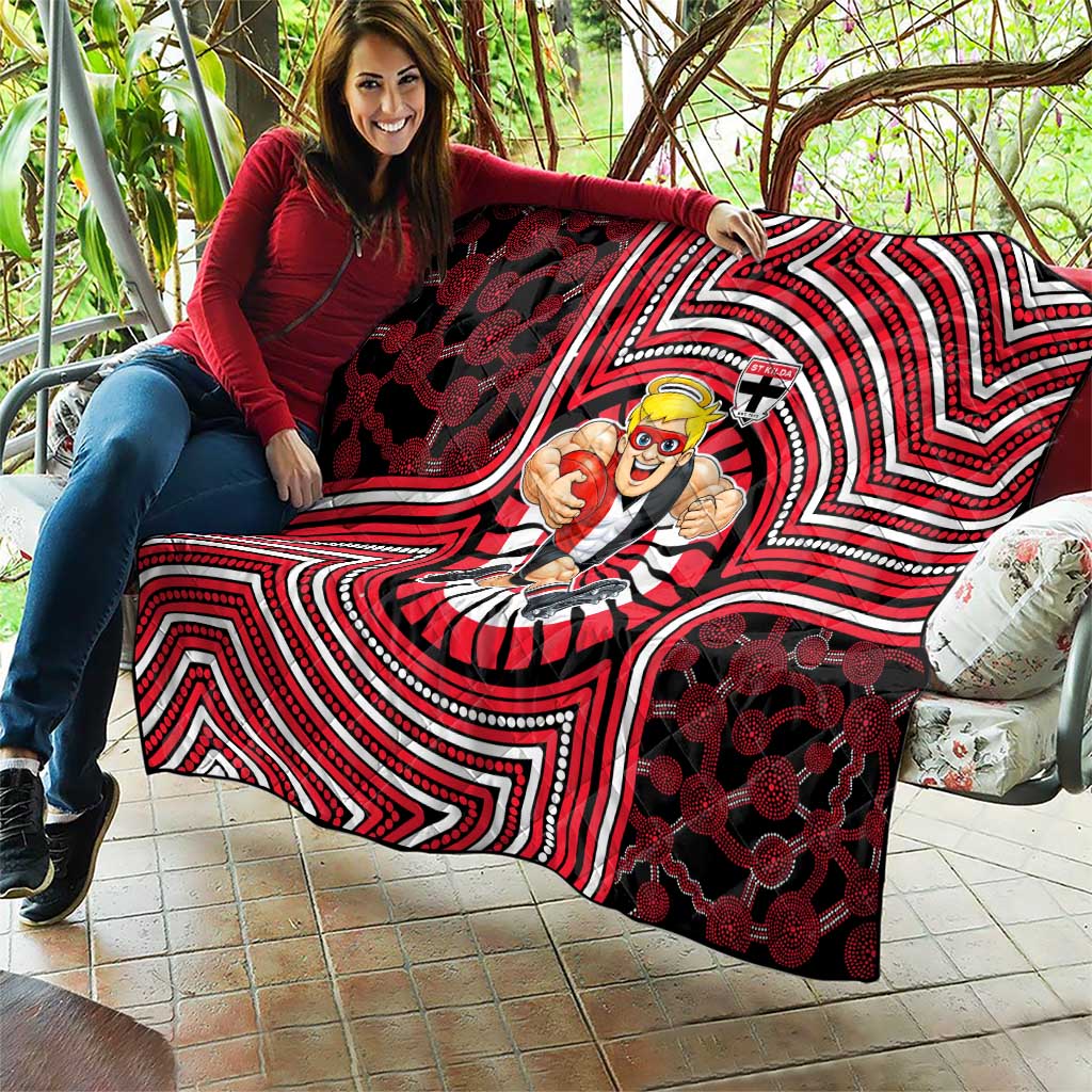 St Kilda Football Club Quilt Indigenous Monochrome Dot Art Mascot Style