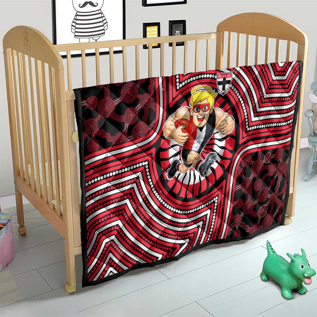 St Kilda Football Club Quilt Indigenous Monochrome Dot Art Mascot Style