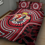 St Kilda Football Club Quilt Bed Set Indigenous Monochrome Dot Art Mascot Style