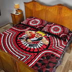 St Kilda Football Club Quilt Bed Set Indigenous Monochrome Dot Art Mascot Style