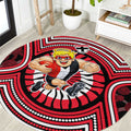 St Kilda Football Club Round Carpet Indigenous Monochrome Dot Art Mascot Style