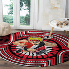 St Kilda Football Club Round Carpet Indigenous Monochrome Dot Art Mascot Style