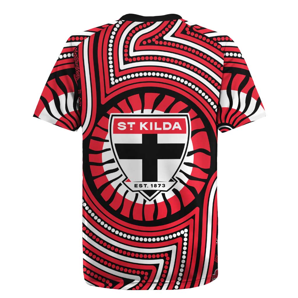 St Kilda Football Club Rugby Jersey Indigenous Monochrome Dot Art Mascot Style