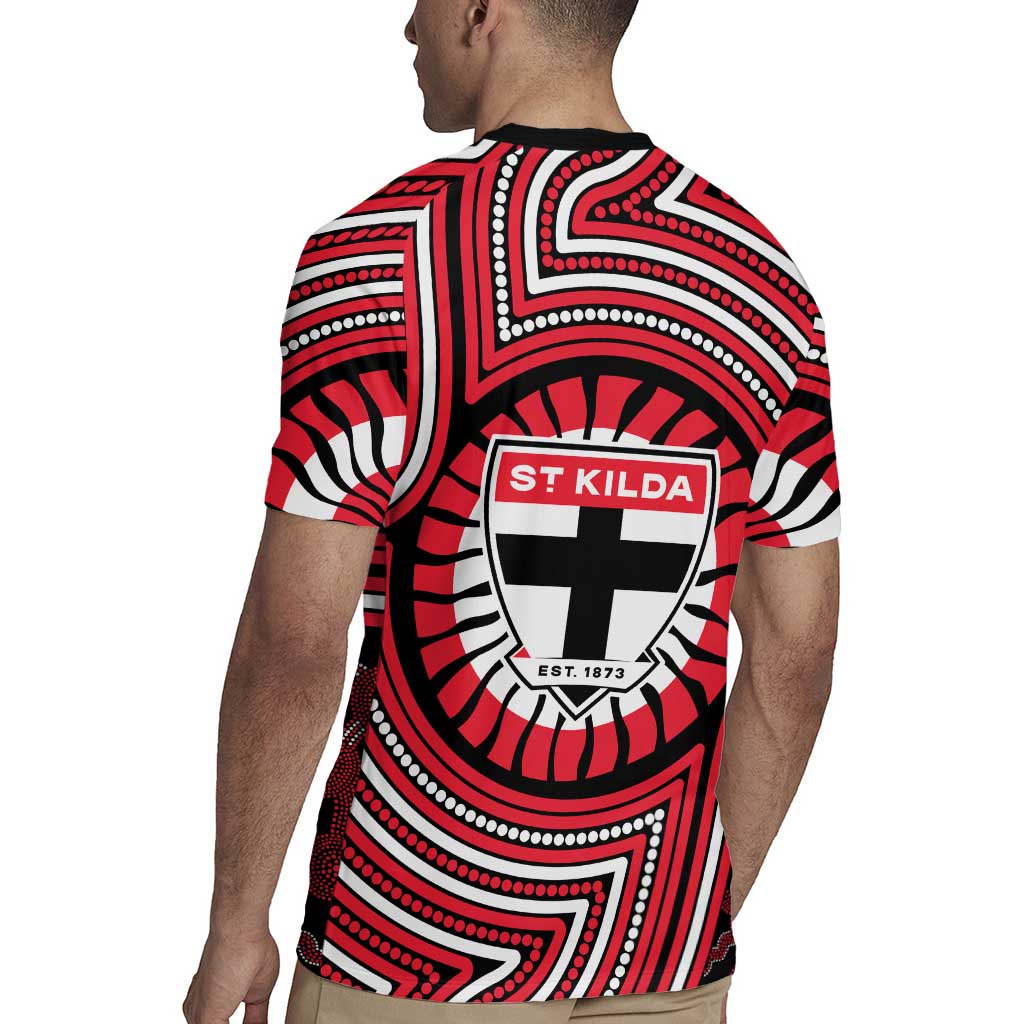 St Kilda Football Club Rugby Jersey Indigenous Monochrome Dot Art Mascot Style