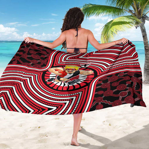 St Kilda Football Club Sarong Indigenous Monochrome Dot Art Mascot Style