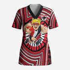 St Kilda Football Club Scrub Top Indigenous Monochrome Dot Art Mascot Style