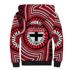 St Kilda Football Club Sherpa Hoodie Indigenous Monochrome Dot Art Mascot Style