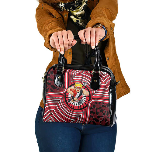St Kilda Football Club Shoulder Handbag Indigenous Monochrome Dot Art Mascot Style
