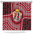 St Kilda Football Club Shower Curtain Indigenous Monochrome Dot Art Mascot Style