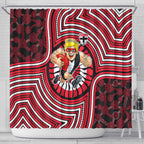 St Kilda Football Club Shower Curtain Indigenous Monochrome Dot Art Mascot Style