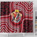 St Kilda Football Club Shower Curtain Indigenous Monochrome Dot Art Mascot Style