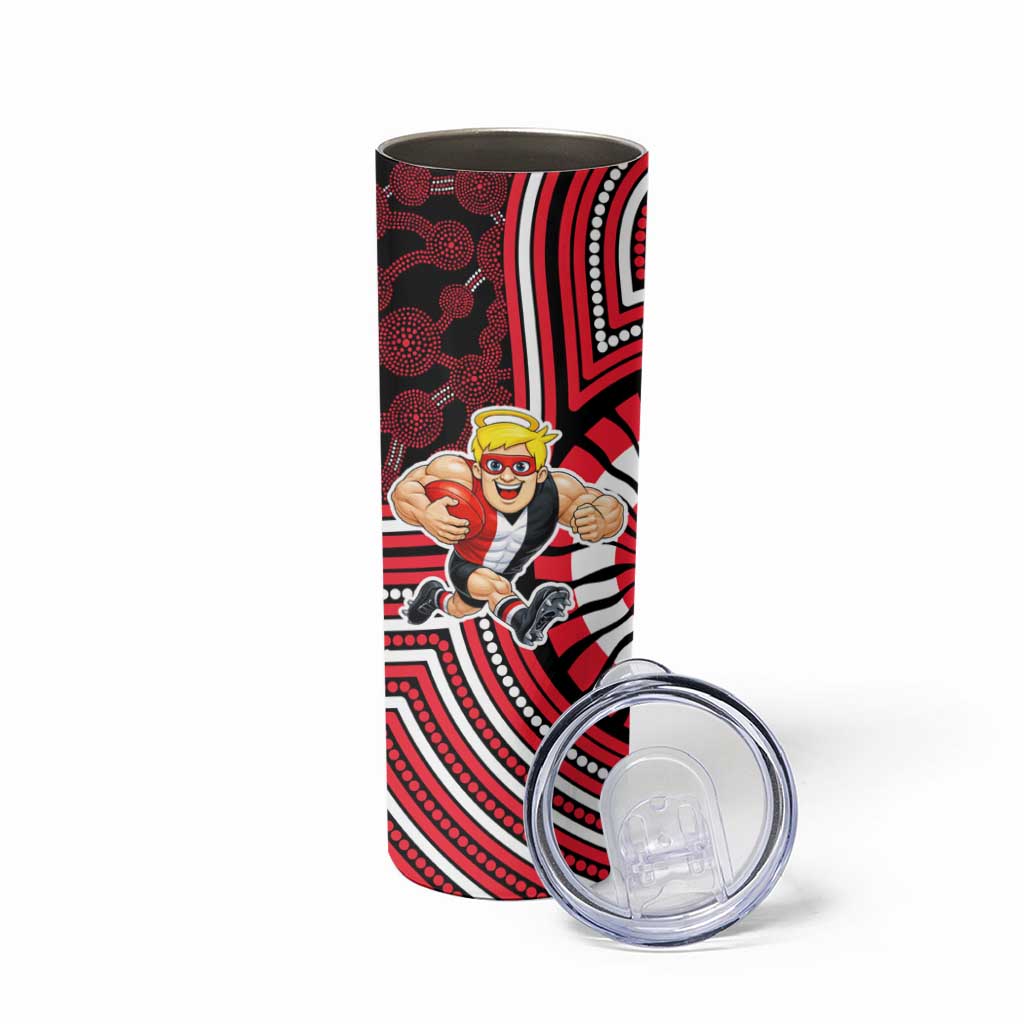 St Kilda Football Club Skinny Tumbler Indigenous Monochrome Dot Art Mascot Style