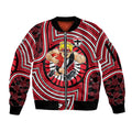 St Kilda Football Club Sleeve Zip Bomber Jacket Indigenous Monochrome Dot Art Mascot Style