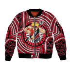 St Kilda Football Club Sleeve Zip Bomber Jacket Indigenous Monochrome Dot Art Mascot Style
