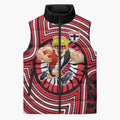 St Kilda Football Club Sleeveless Puffer Jacket Indigenous Monochrome Dot Art Mascot Style