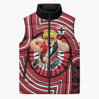 St Kilda Football Club Sleeveless Puffer Jacket Indigenous Monochrome Dot Art Mascot Style