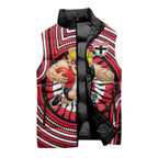 St Kilda Football Club Sleeveless Puffer Jacket Indigenous Monochrome Dot Art Mascot Style