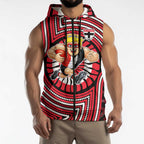 St Kilda Football Club Sleeveless Zip Hoodie Indigenous Monochrome Dot Art Mascot Style