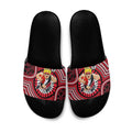 St Kilda Football Club Slide Sandals Indigenous Monochrome Dot Art Mascot Style