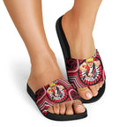 St Kilda Football Club Slide Sandals Indigenous Monochrome Dot Art Mascot Style