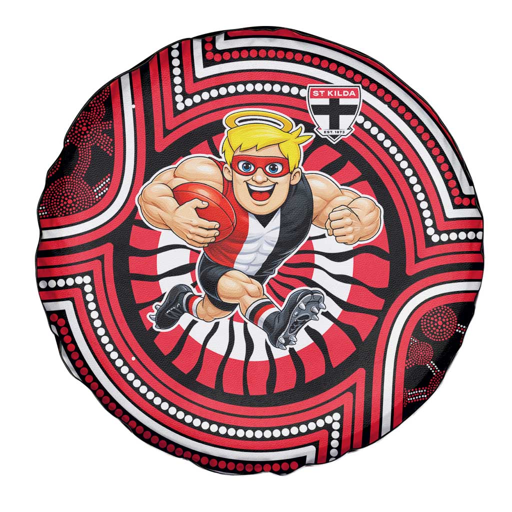 St Kilda Football Club Spare Tire Cover Indigenous Monochrome Dot Art Mascot Style