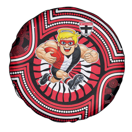 St Kilda Football Club Spare Tire Cover Indigenous Monochrome Dot Art Mascot Style