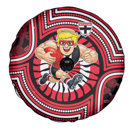 St Kilda Football Club Spare Tire Cover Indigenous Monochrome Dot Art Mascot Style