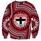 St Kilda Football Club Sweatshirt Indigenous Monochrome Dot Art Mascot Style