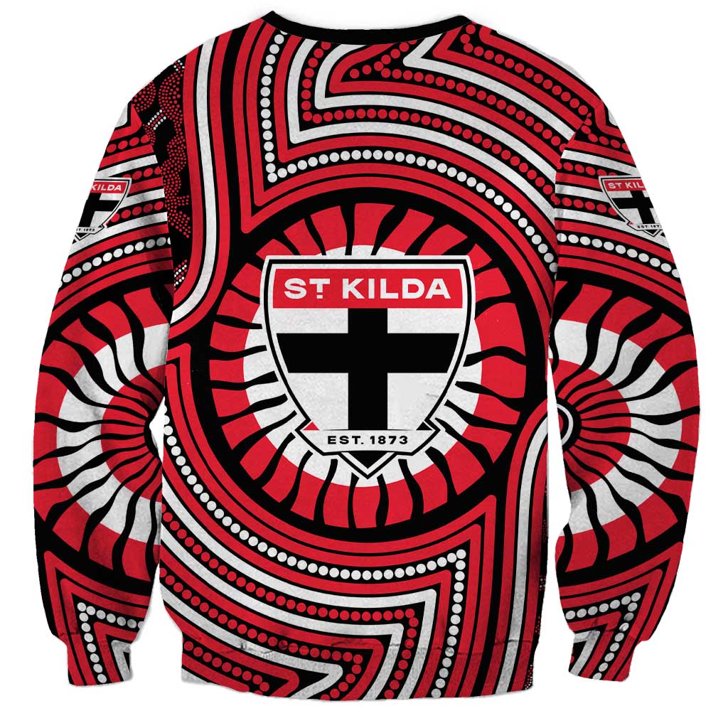 St Kilda Football Club Sweatshirt Indigenous Monochrome Dot Art Mascot Style