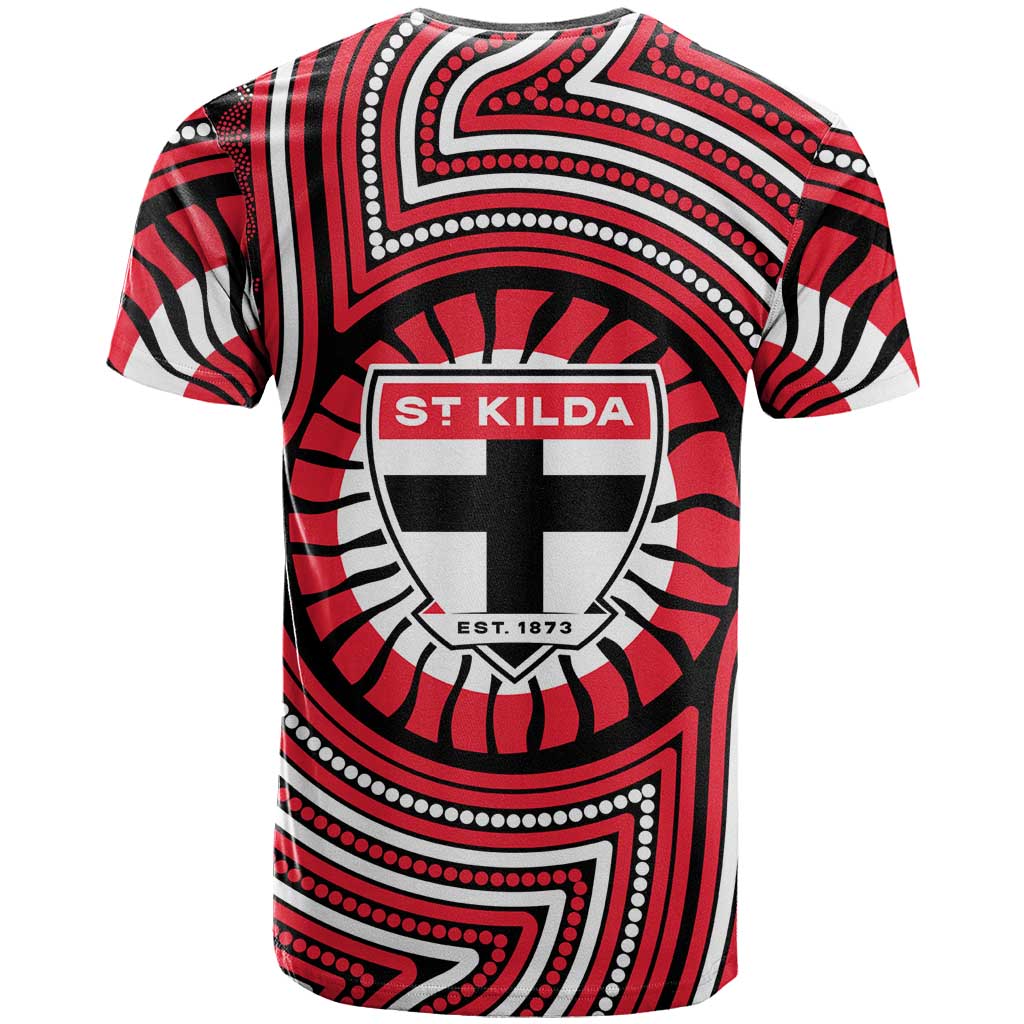 St Kilda Football Club T Shirt Indigenous Monochrome Dot Art Mascot Style