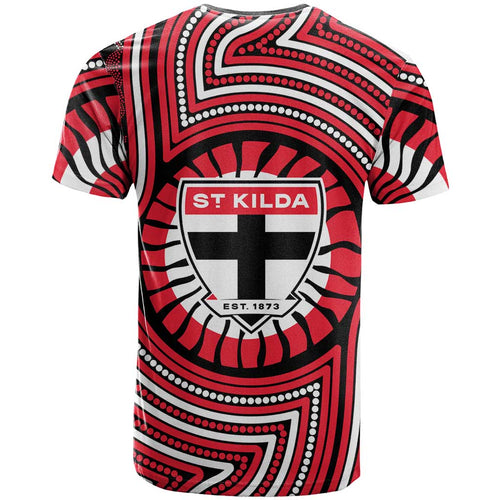 St Kilda Football Club T Shirt Indigenous Monochrome Dot Art Mascot Style
