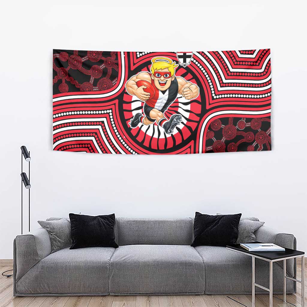 St Kilda Football Club Tapestry Indigenous Monochrome Dot Art Mascot Style