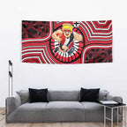 St Kilda Football Club Tapestry Indigenous Monochrome Dot Art Mascot Style